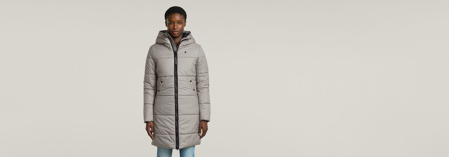 cappotto lungo trapuntato con cappuccio whistler