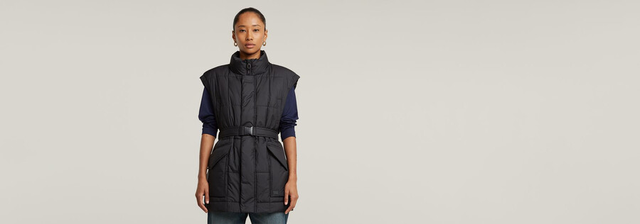 gilet imbottito con cintura