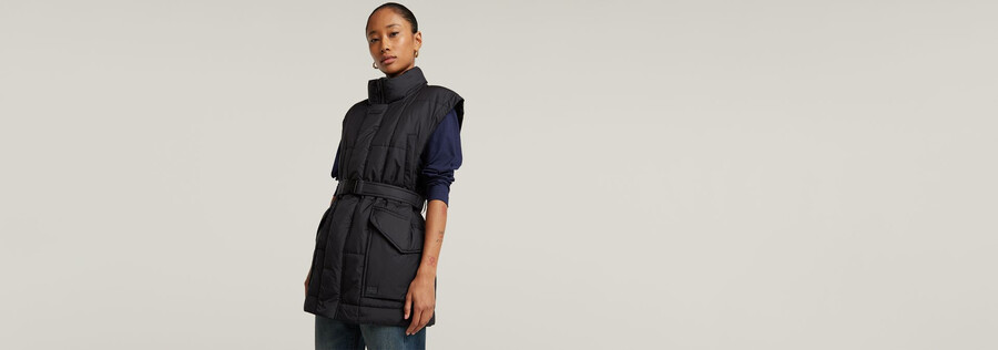 gilet imbottito con cintura