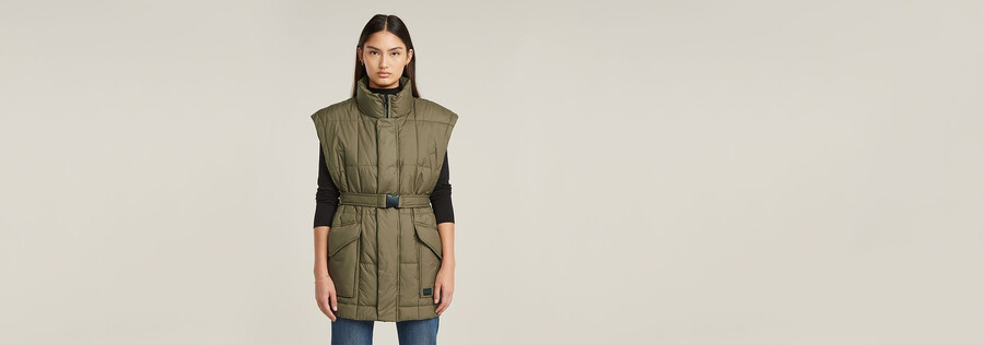 gilet imbottito con cintura