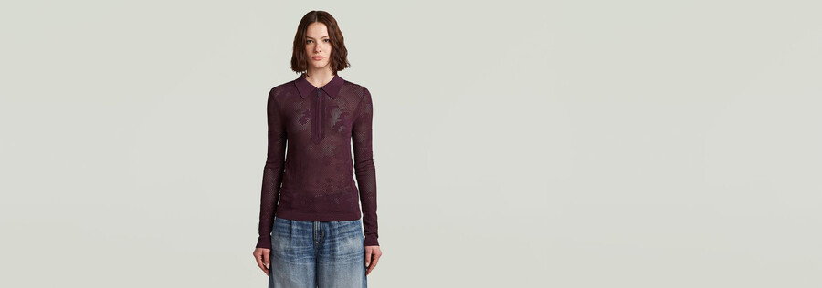 polo in maglia sottile pointelle