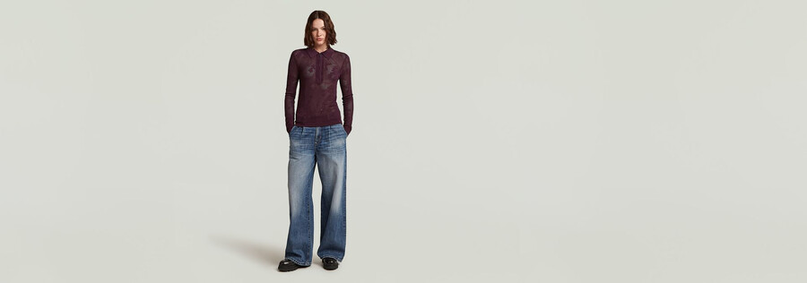 polo in maglia sottile pointelle