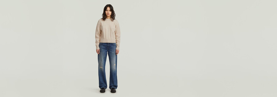 maglione lavorato a maglia a trecce grandi