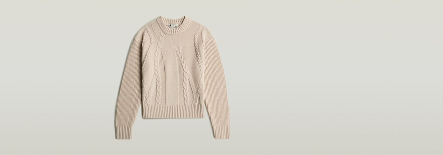 maglione lavorato a maglia a trecce grandi