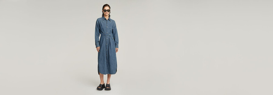 abito camicia con linguetta lunga