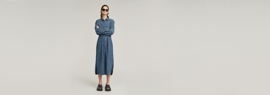abito camicia con linguetta lunga