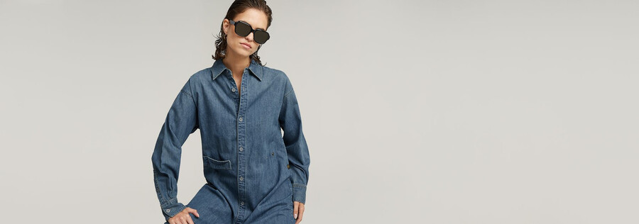 abito camicia con linguetta lunga