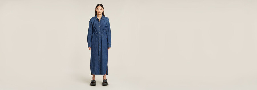abito camicia con linguetta lunga