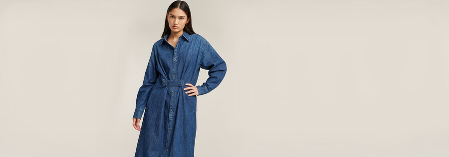 abito camicia con linguetta lunga