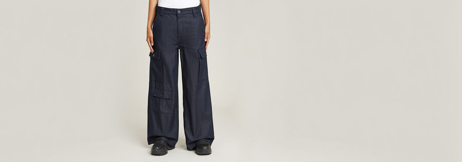 pantaloni cargo mega denim