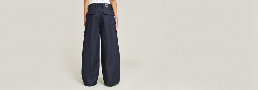 pantaloni cargo mega denim
