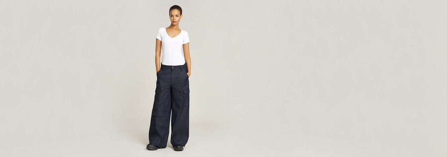 pantaloni cargo mega denim