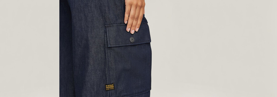 pantaloni cargo mega denim