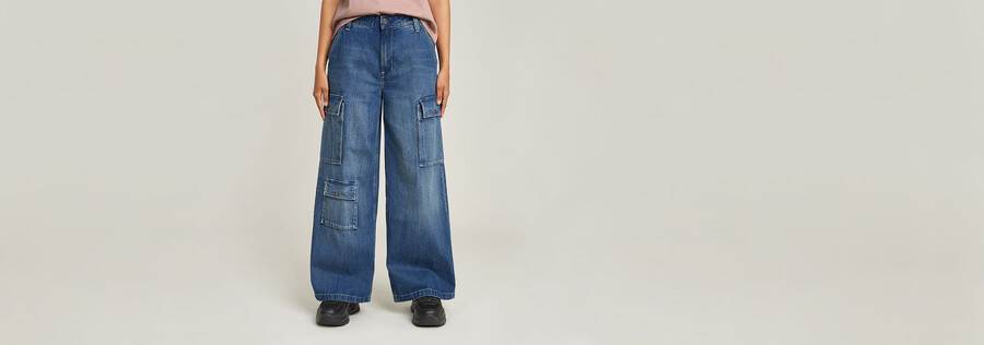 pantaloni cargo mega denim