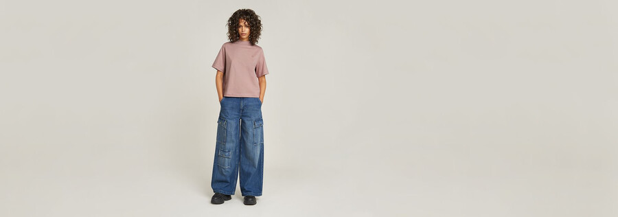 pantaloni cargo mega denim