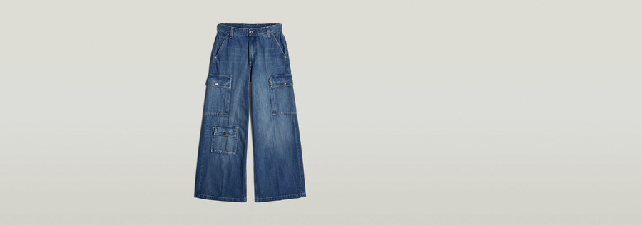 pantaloni cargo mega denim