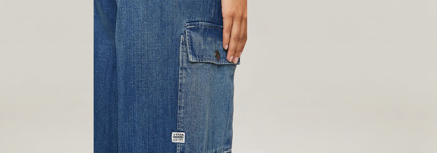 pantaloni cargo mega denim