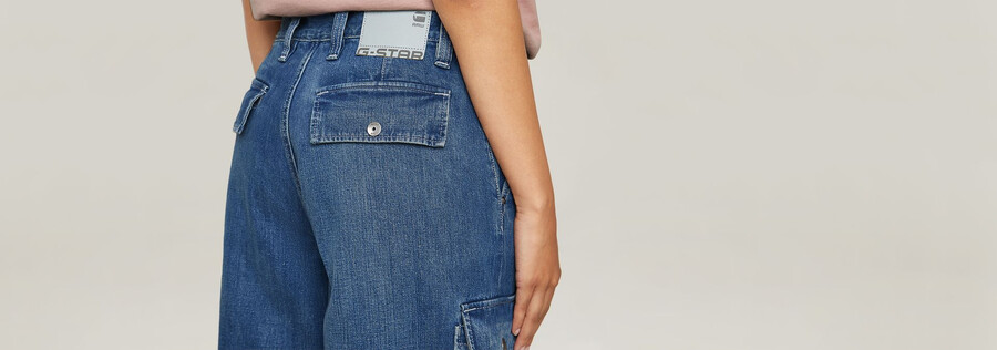 pantaloni cargo mega denim