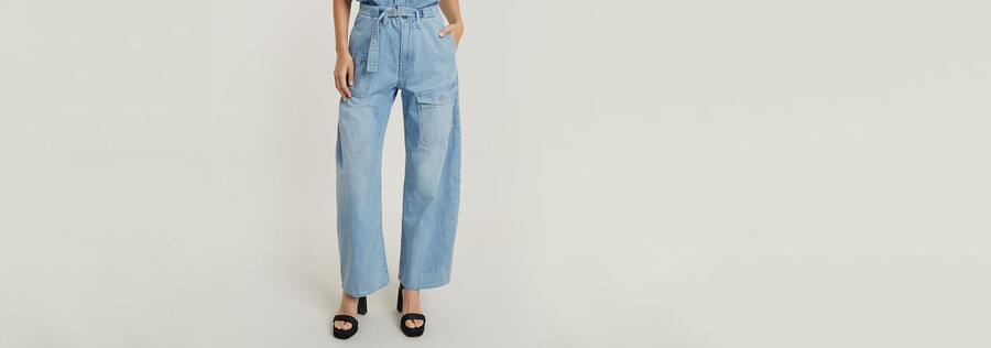 jeans larghi cargo con cintura