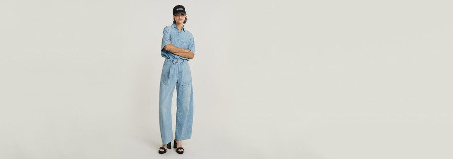 jeans larghi cargo con cintura
