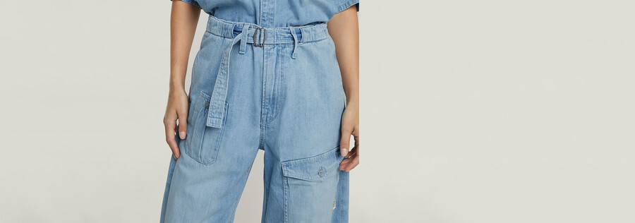 jeans larghi cargo con cintura
