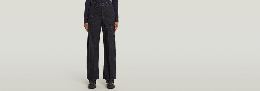 jeans larghi cargo con cintura