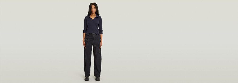 jeans larghi cargo con cintura