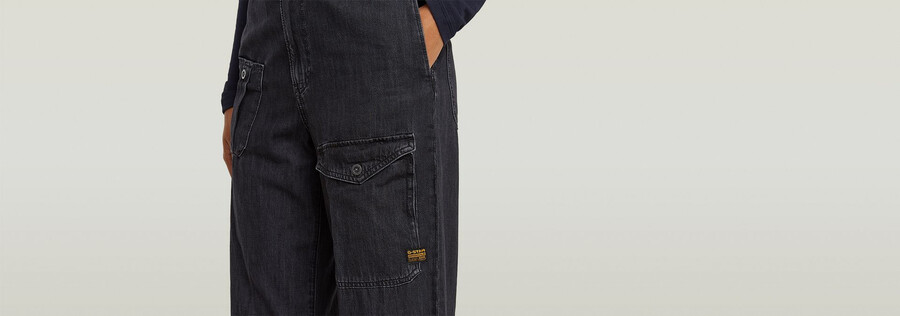 jeans larghi cargo con cintura