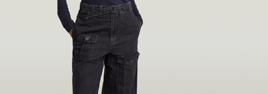 jeans larghi cargo con cintura