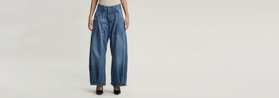 jeans larghi plissettati