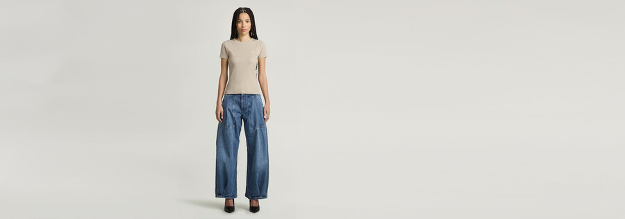 jeans larghi plissettati