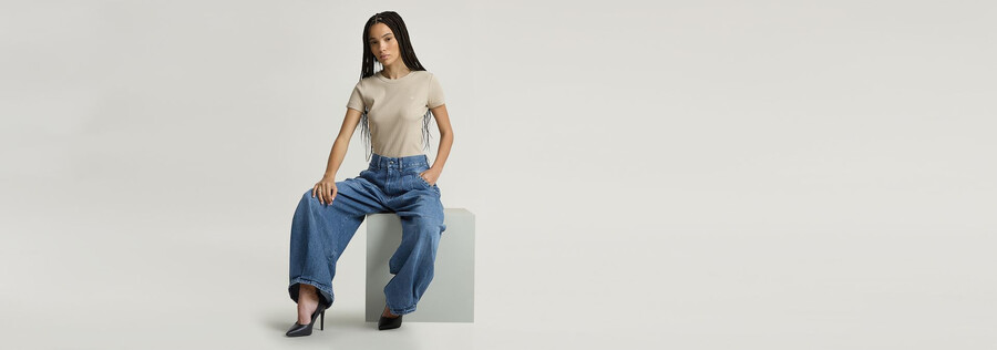 jeans larghi plissettati