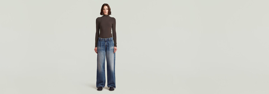 jeans larghi alti in chino skater