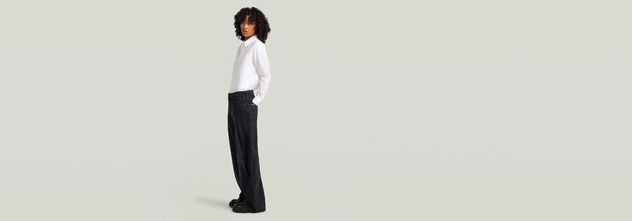 jeans contor a pieghe larghe