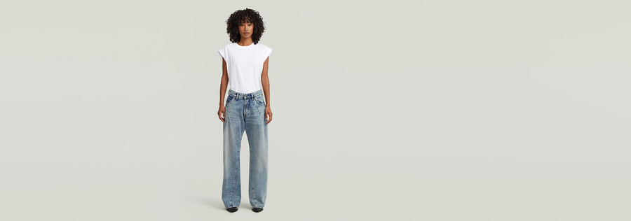 jeans contor a pieghe larghe