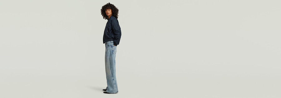 jeans contor a pieghe larghe