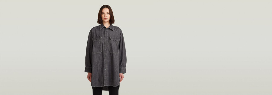 camicia in denim oversize evergreen