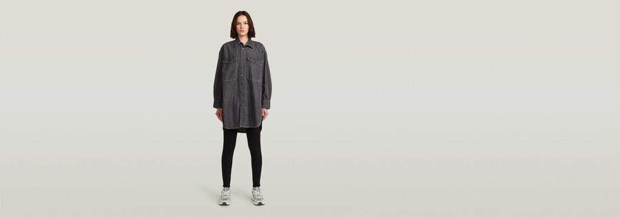 camicia in denim oversize evergreen