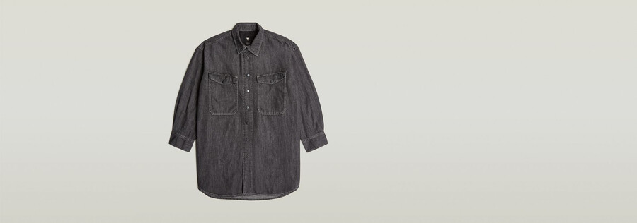 camicia in denim oversize evergreen