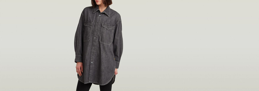 camicia in denim oversize evergreen