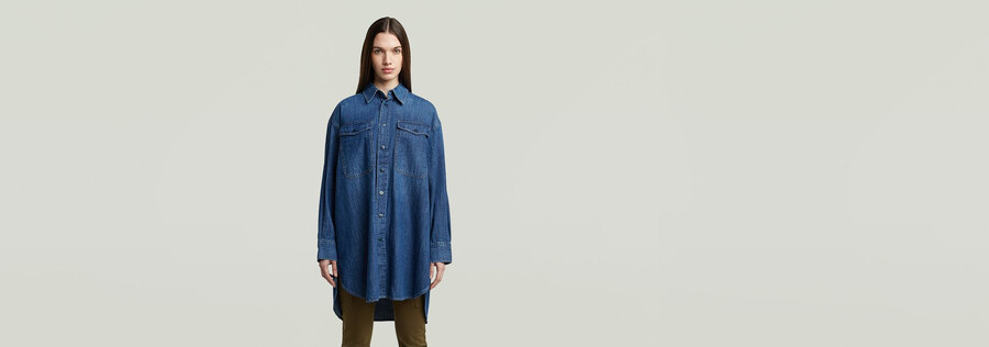 camicia in denim oversize evergreen