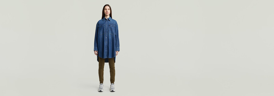 camicia in denim oversize evergreen