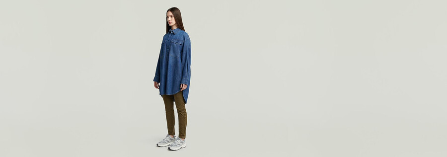 camicia in denim oversize evergreen