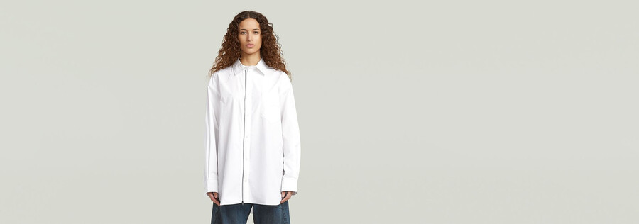 camicia in popeline con cerniera oversize