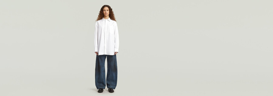 camicia in popeline con cerniera oversize