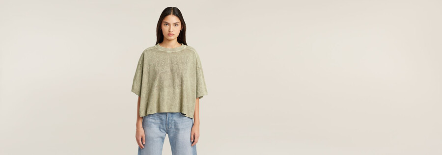 t-shirt oversize con logo multiplo lavato