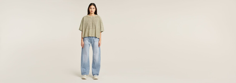 t-shirt oversize con logo multiplo lavato