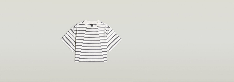 t-shirt squadrata a righe a trapezio