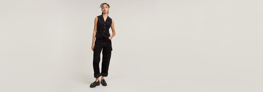 pantaloni cargo in velluto a coste 3d boyfriend