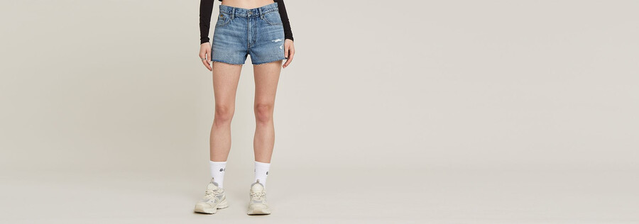 pantaloncini in vero denim con bordo grezzo
